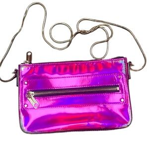 NWT Milly Metallic Shiny Iridescent Pink Crossbody Bag